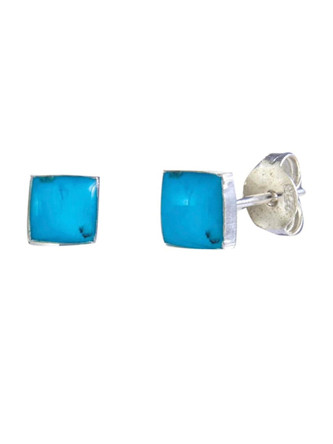 

Abhooshan 92.5 Sterling Silver Geometric Shaped Turquoise Stud Earrings