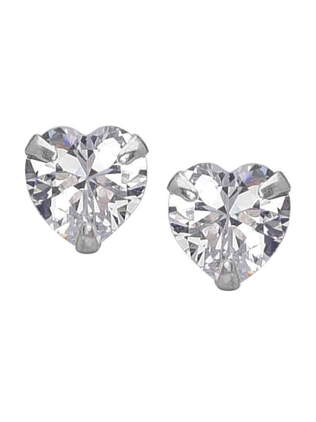 

Abhooshan 925 Silver Heart Shaped CZ Stud Earrings