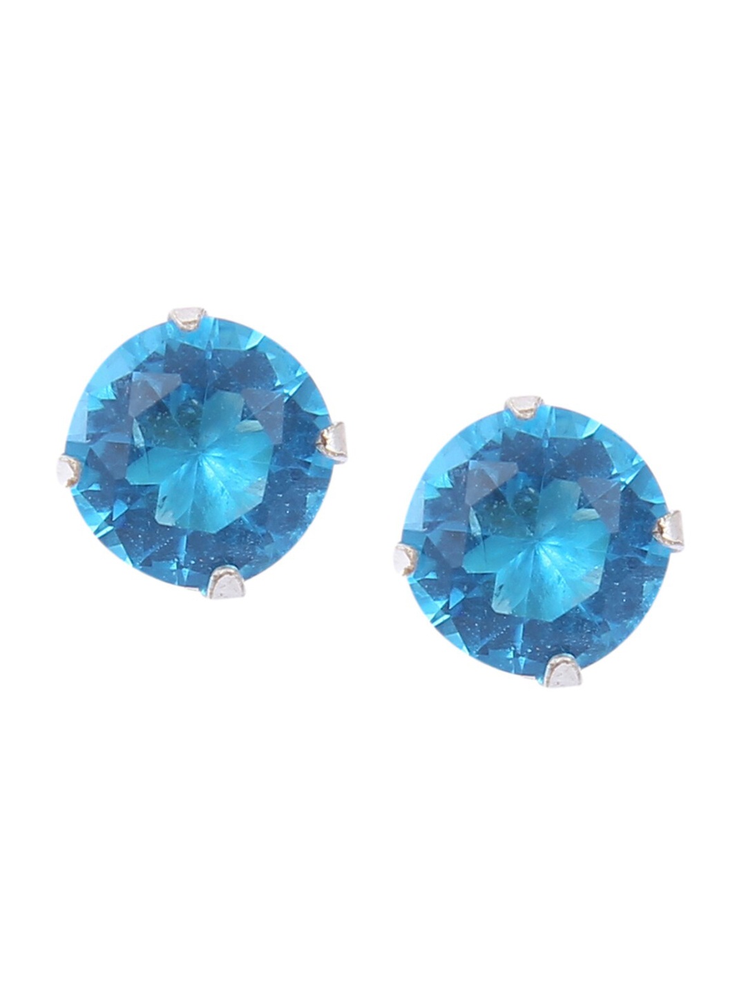 

Abhooshan 925 Sterling Silver Contemporary Cubic Zirconia Studs Earrings, Blue