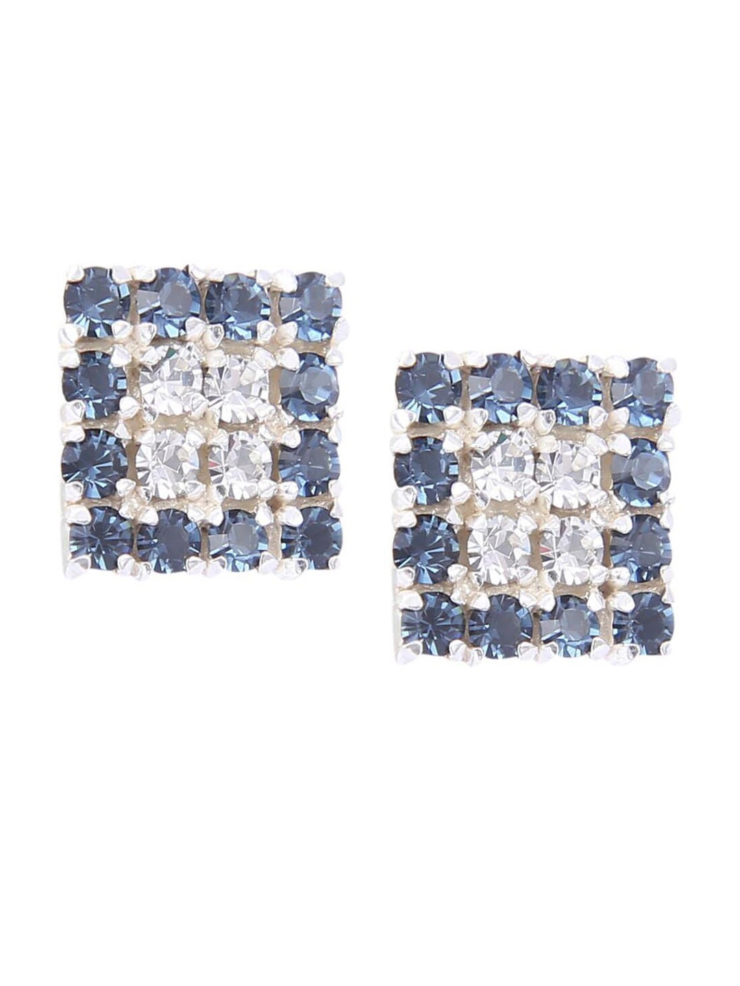 

Abhooshan Unisex 925 Sterling Silver Contemporary Crystals Studs Earrings, Blue