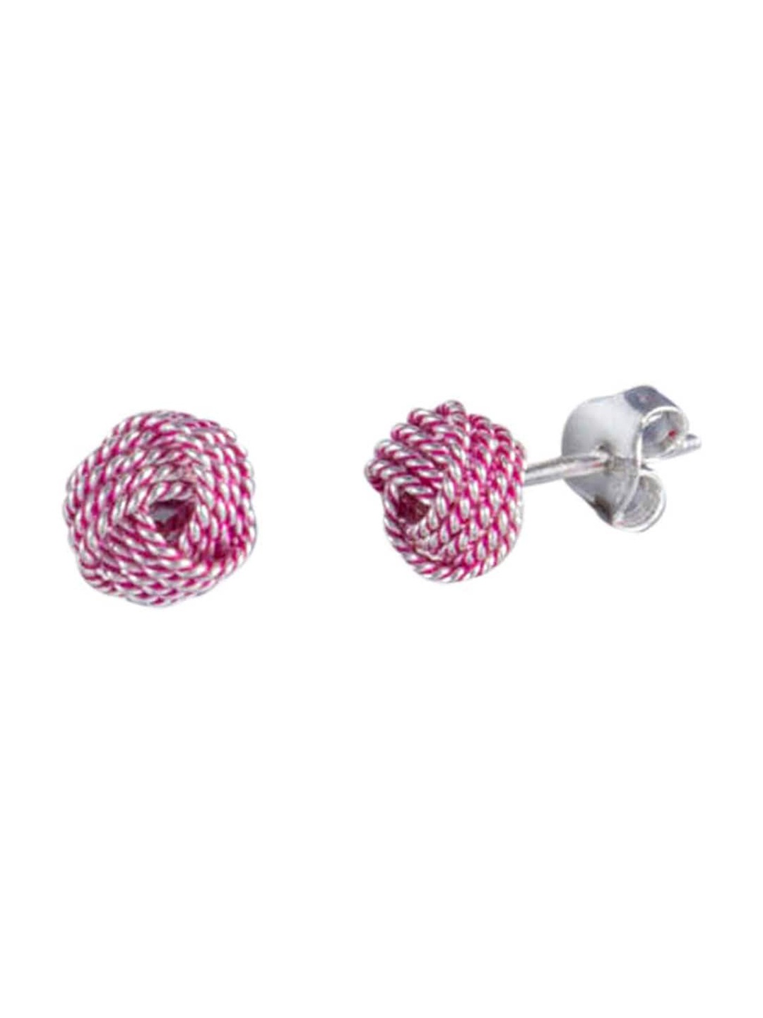 

Abhooshan Sterling Silver Contemporary Twisted Knot stud Earrings, Pink