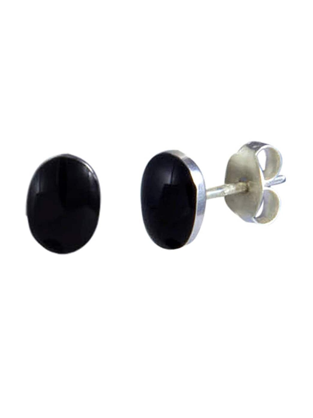 

Abhooshan 92.5 Sterling Silver Oval Shaped Onyx Studded Stud Earrings