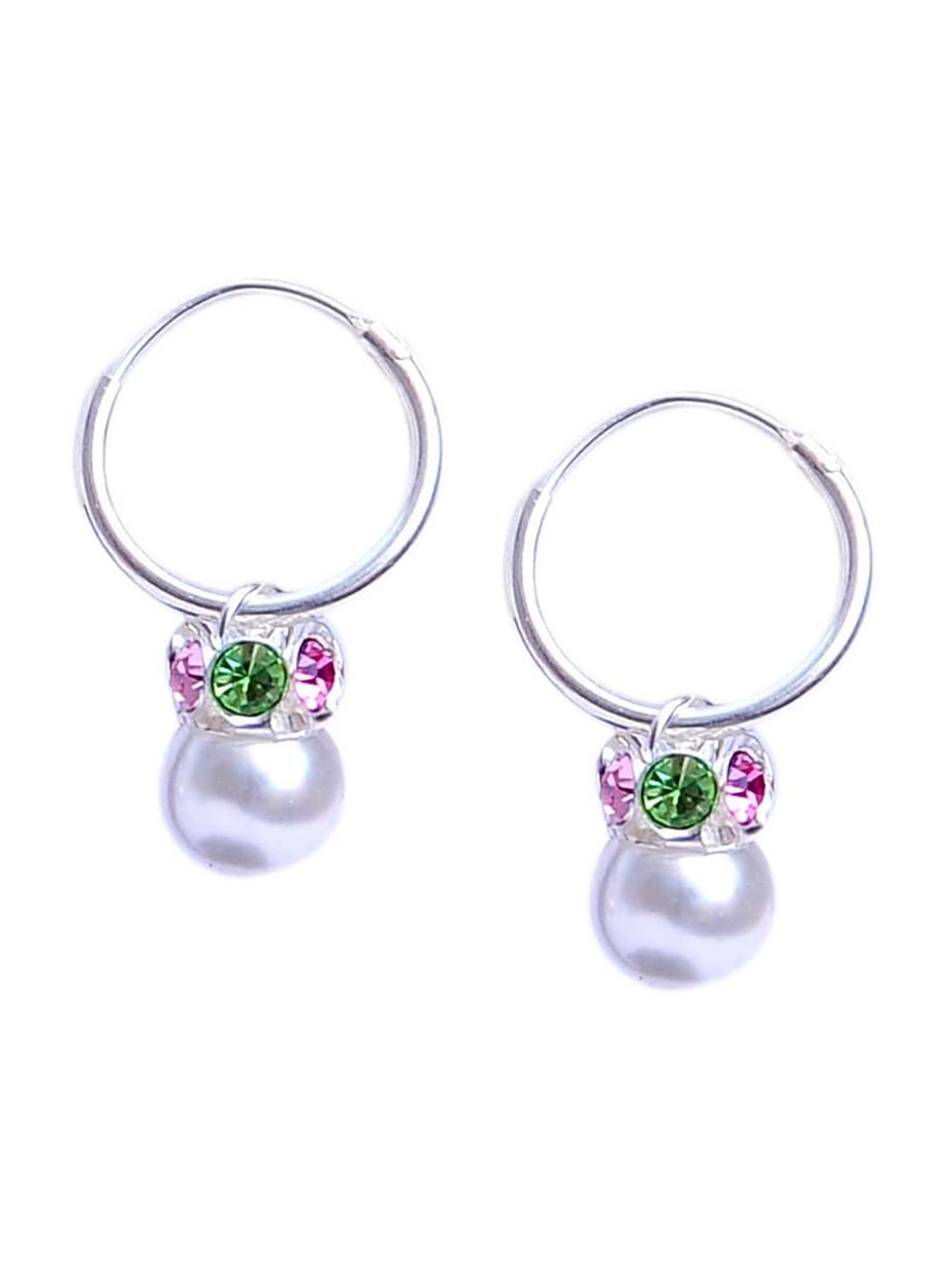 

Abhooshan 925 Sterling Silver Beaded Contemporary Hoop Earrings