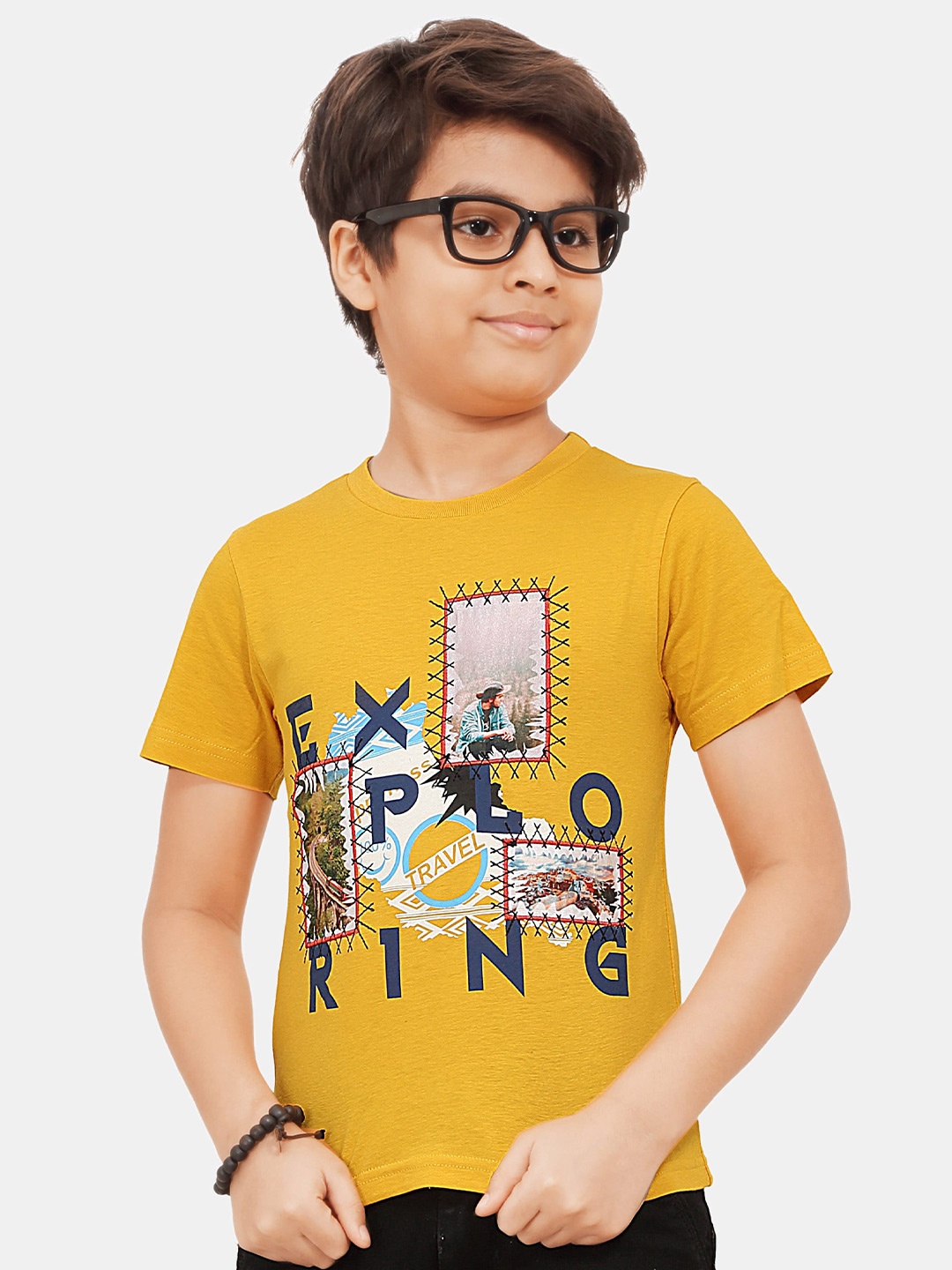 

BAESD Boys Graphic Printed Crew Neck Pure Cotton T-shirt, Yellow