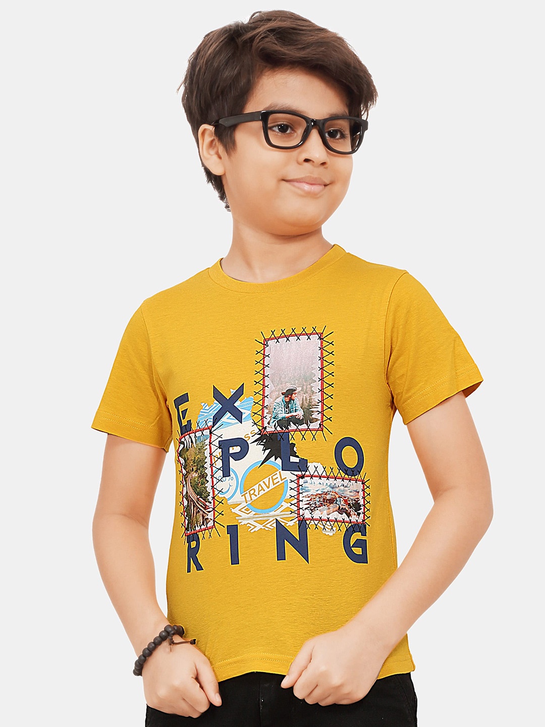 

BAESD Boys Graphic Printed Crew Neck Pure Cotton T-shirt, Yellow