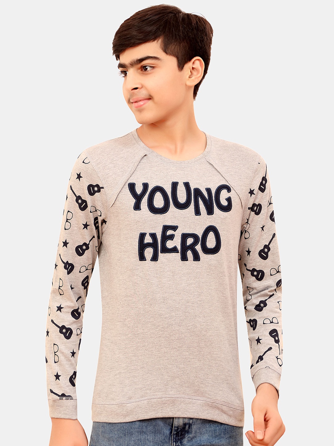 

BAESD Boys Typography Printed Pure Cotton T-shirt, Grey
