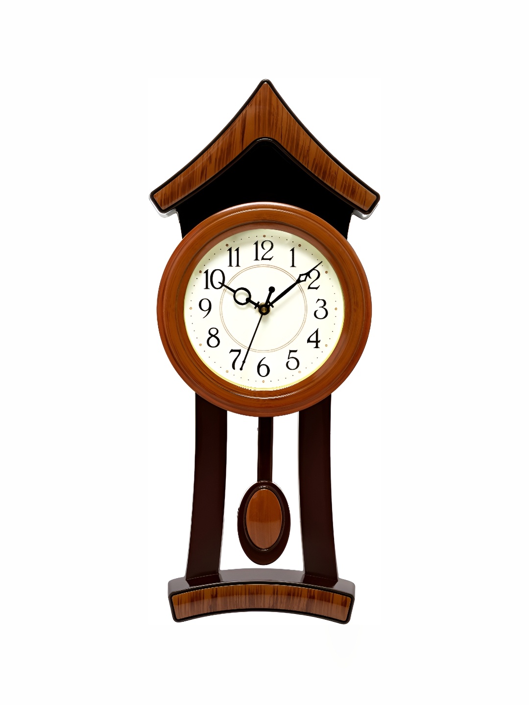 

Attractionz Brown & White Round Analogue Contemporary Pendulum Wall Clock