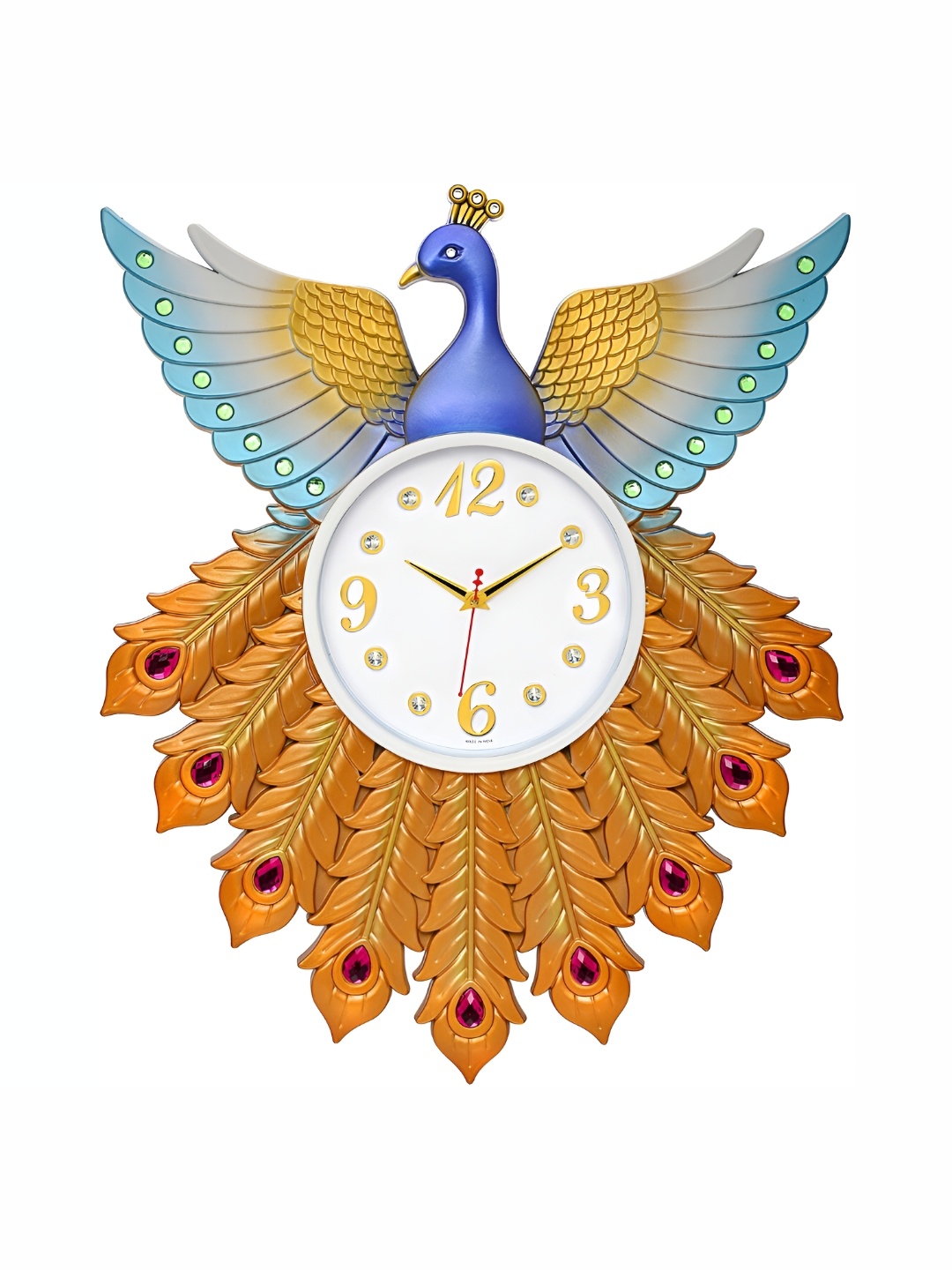 

Attractionz Blue and GoldToned Bird Contemporary Wall Clock
