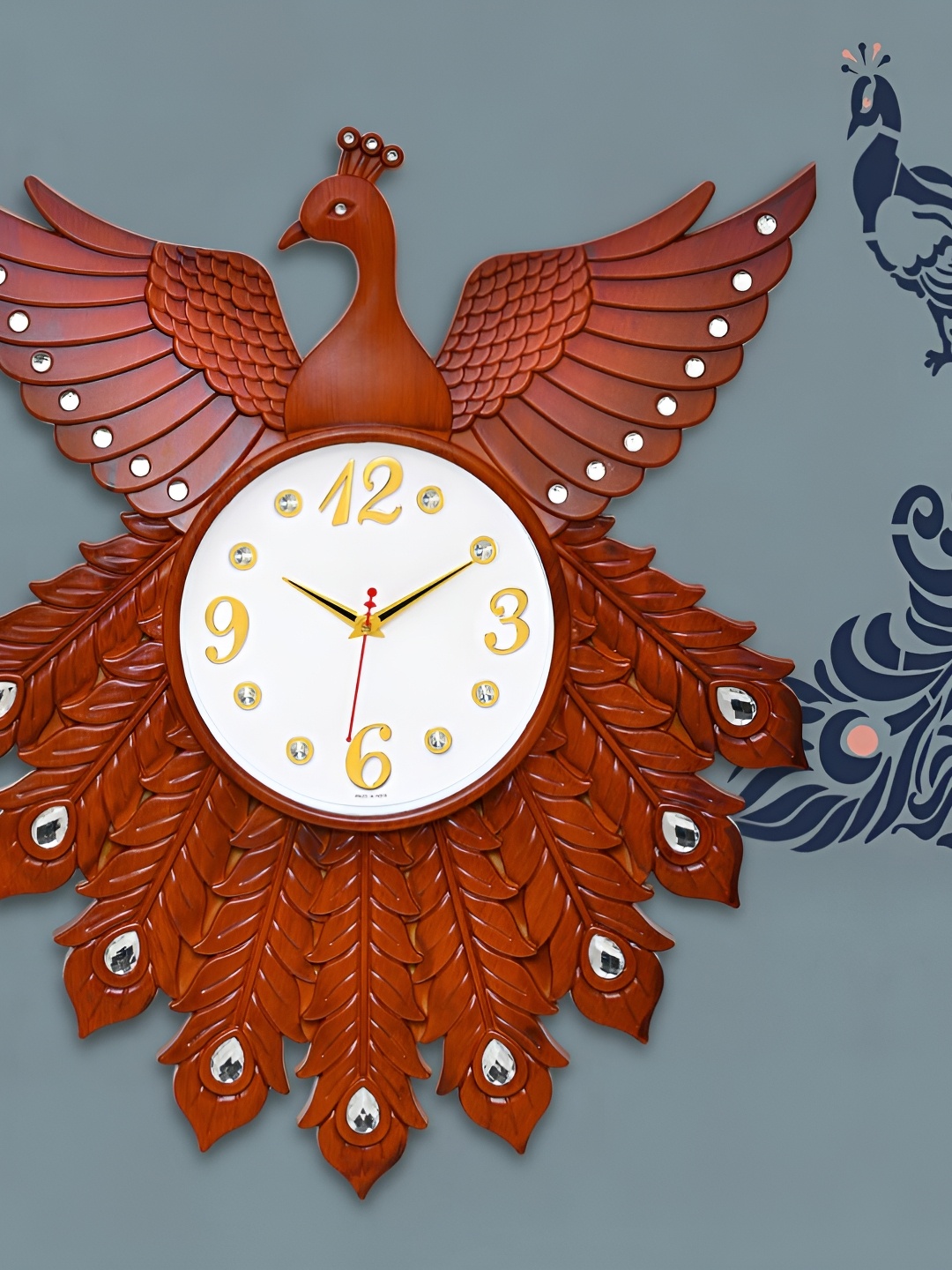 

Attractionz Brown Round Contemporary Peacock Design Wall Clock