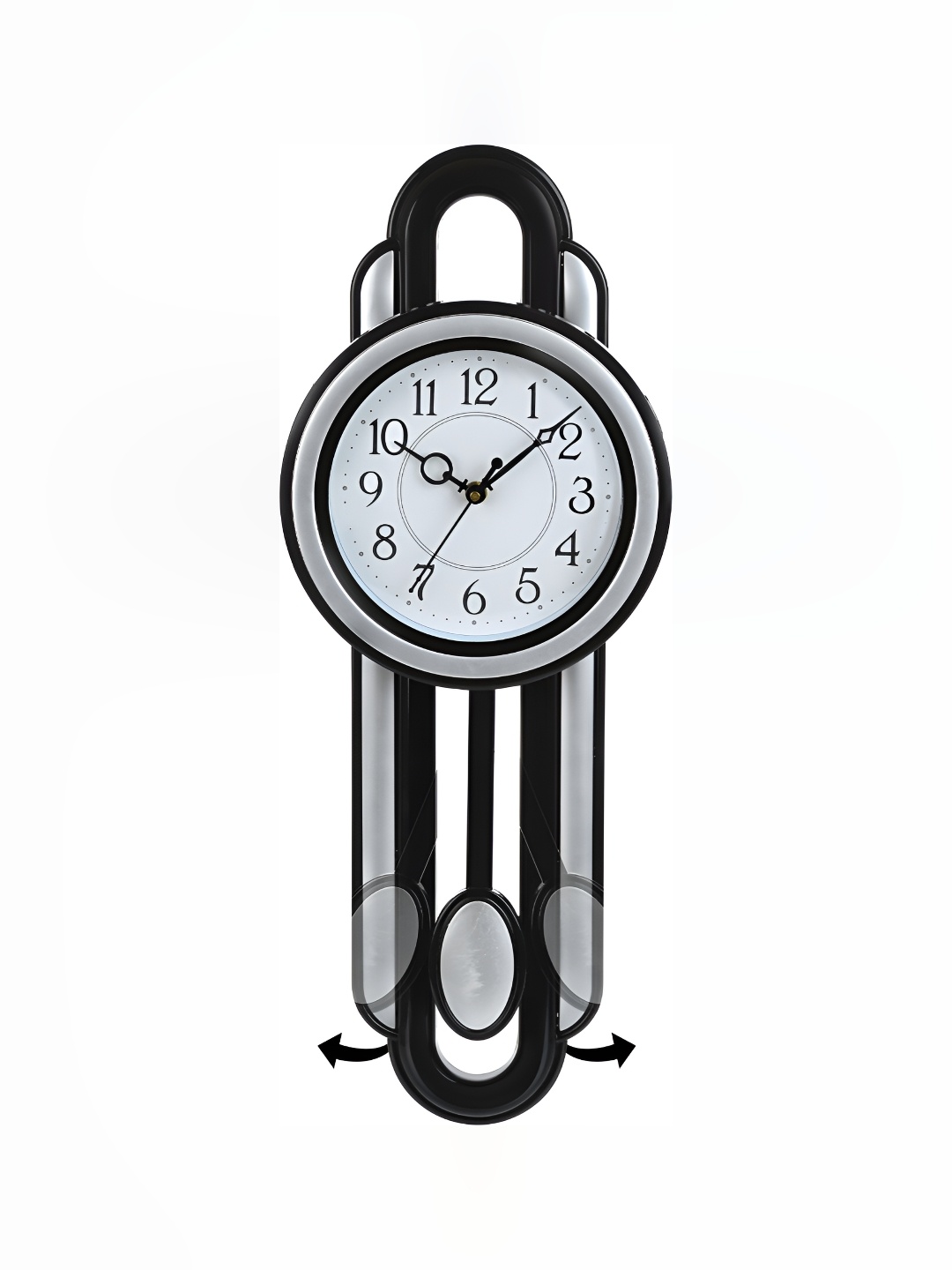 

Attractionz Silver Toned Contemporary Round Analogue Pendulum Wall Clock