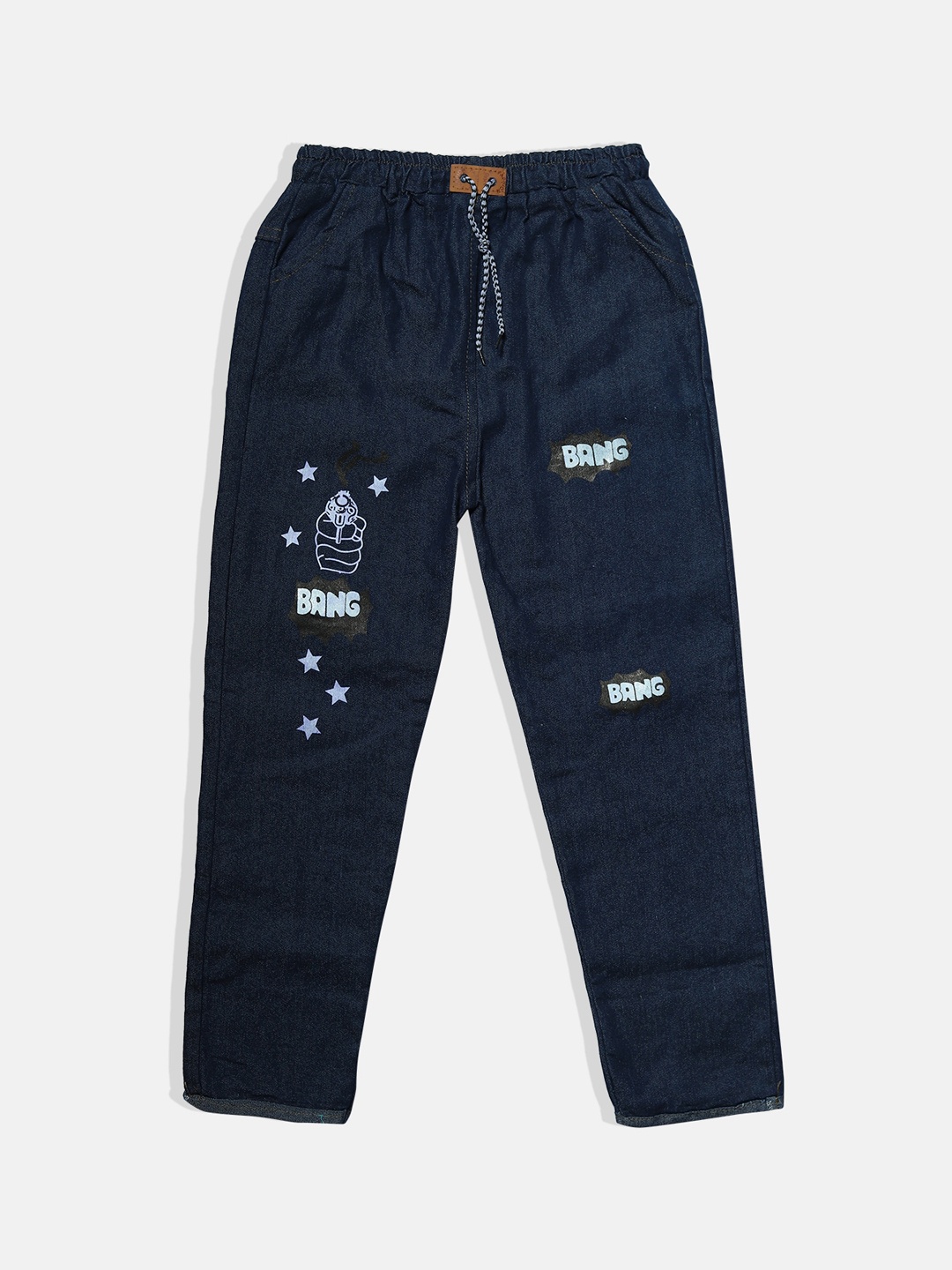 

BAESD Girls Narrow Mid-Rise Clean Look Printed Jeans, Navy blue