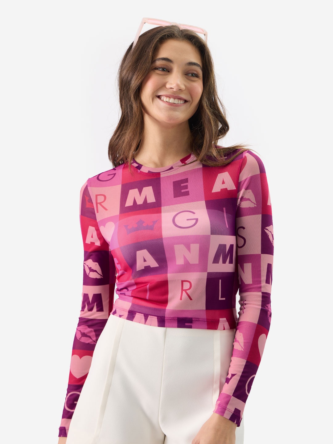 

The Souled Store Pink Typography Printed Fitted Top