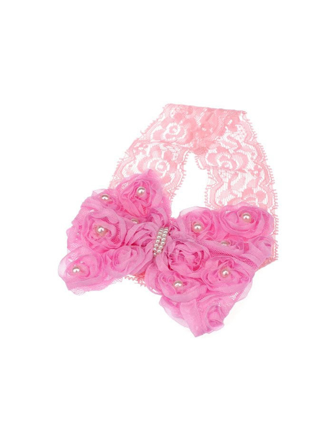 

BAESD Infant Girls Flower Detail Laced Elastic Hairband, Pink