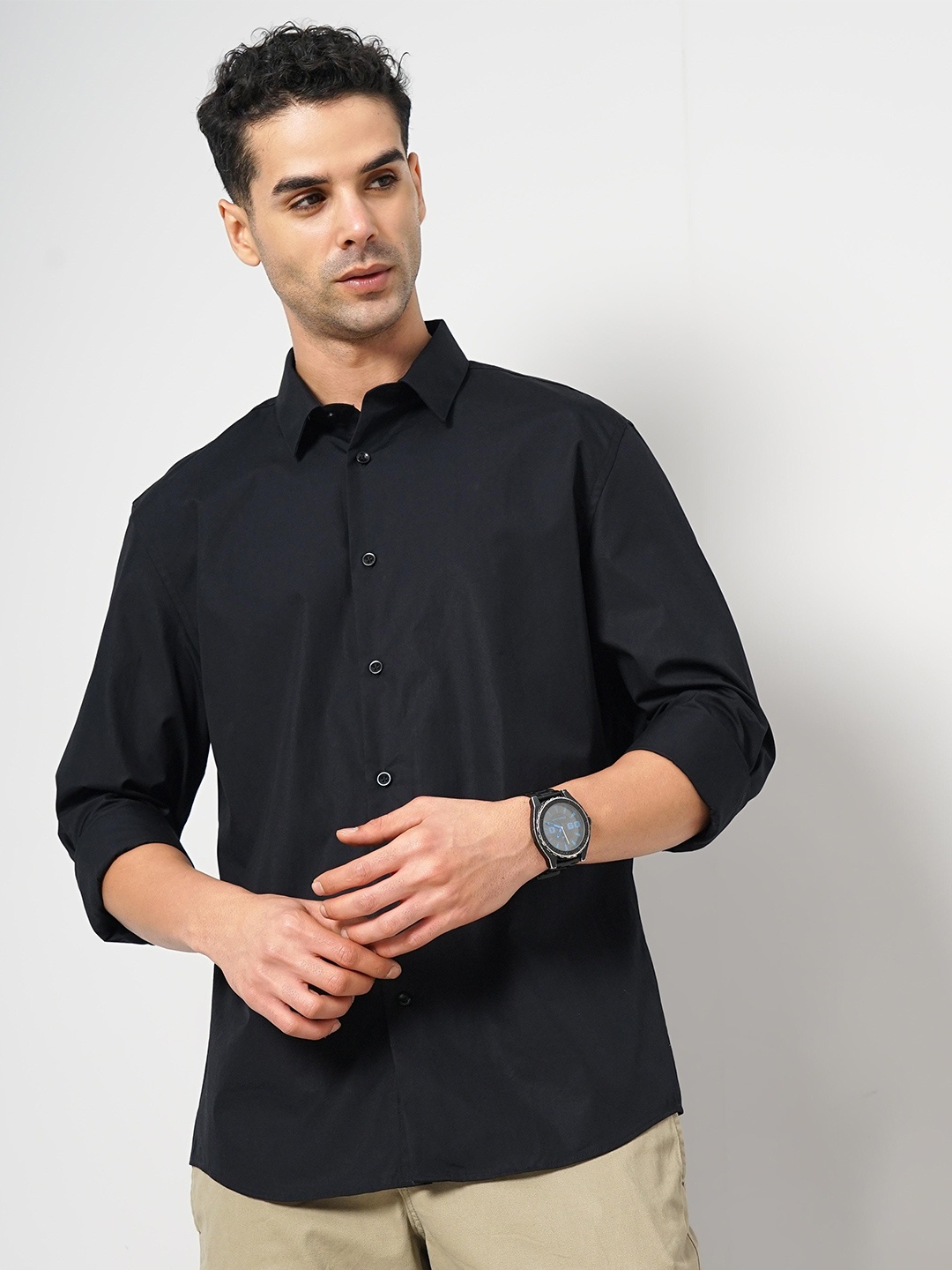 

Celio Classic Slim Fit Spread Collar Long Sleeves Cotton Formal Shirt, Black