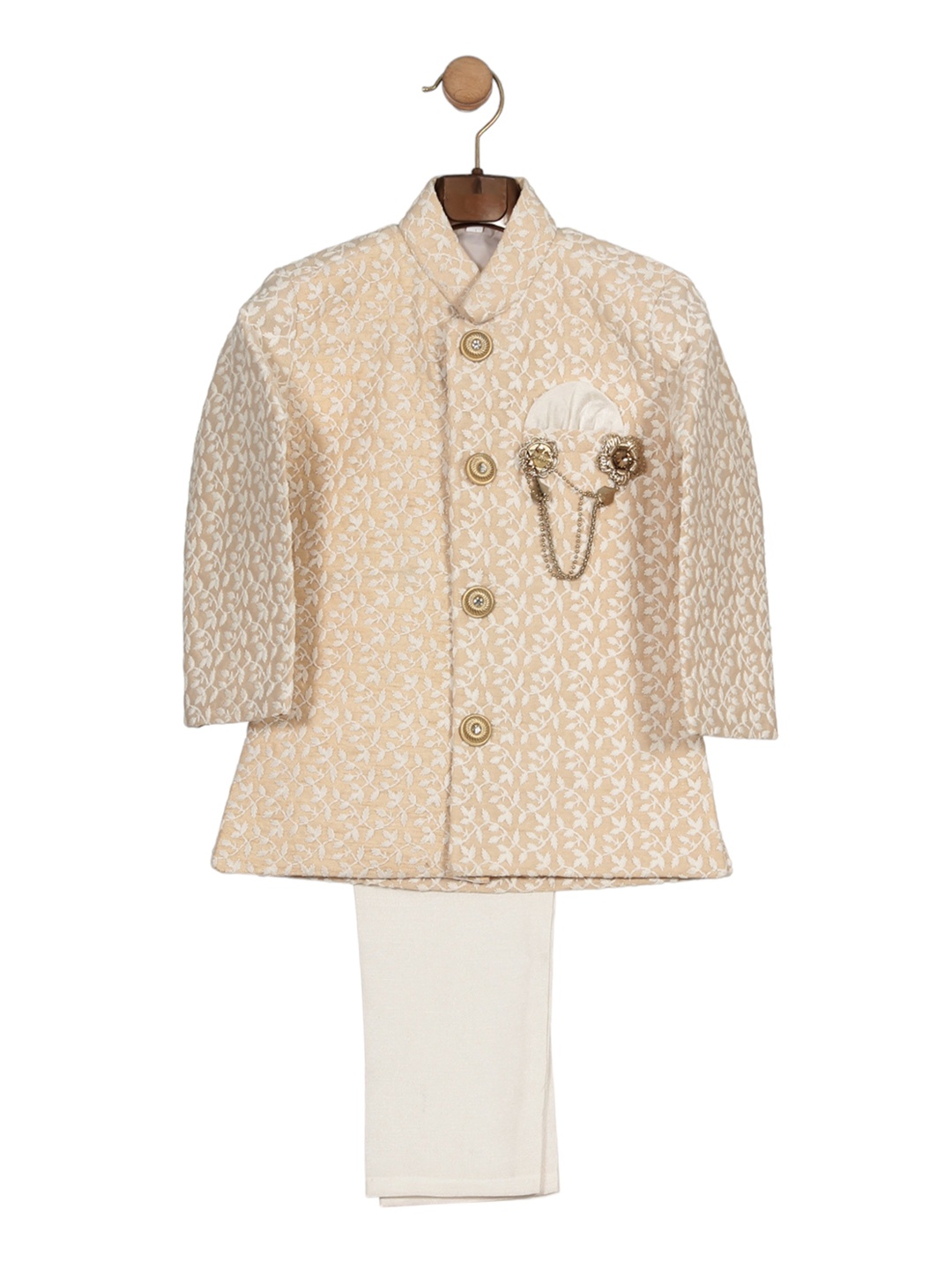 

Lil Lollipop Boys Self Design 2 Piece Ethnic Suit, Beige