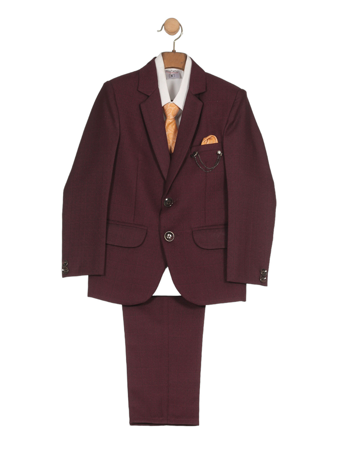 

Lil Lollipop Boys Single-Breasted Five-Piece Party Suit, Maroon