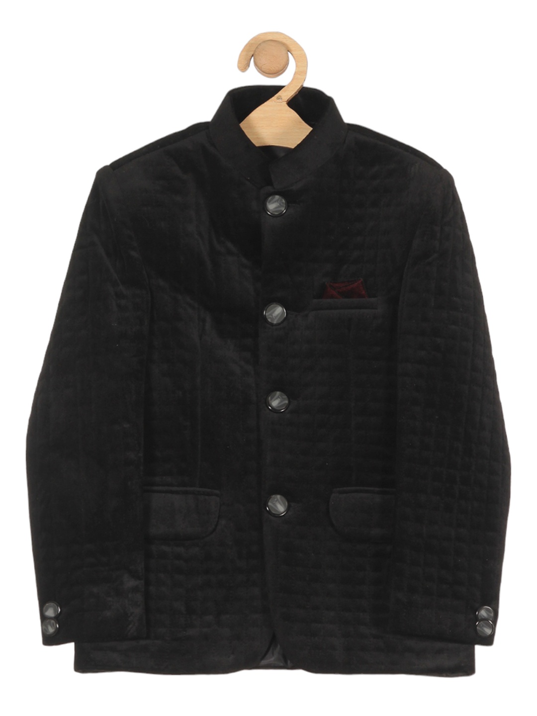 

Lil Lollipop Boys Mandarin Collar Single Breasted Blazer, Black