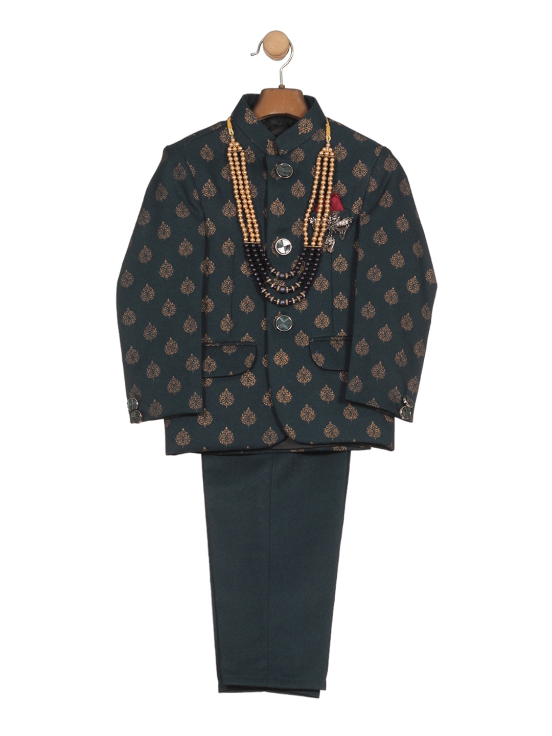 

Lil Lollipop Boys Printed Sherwani Set, Green