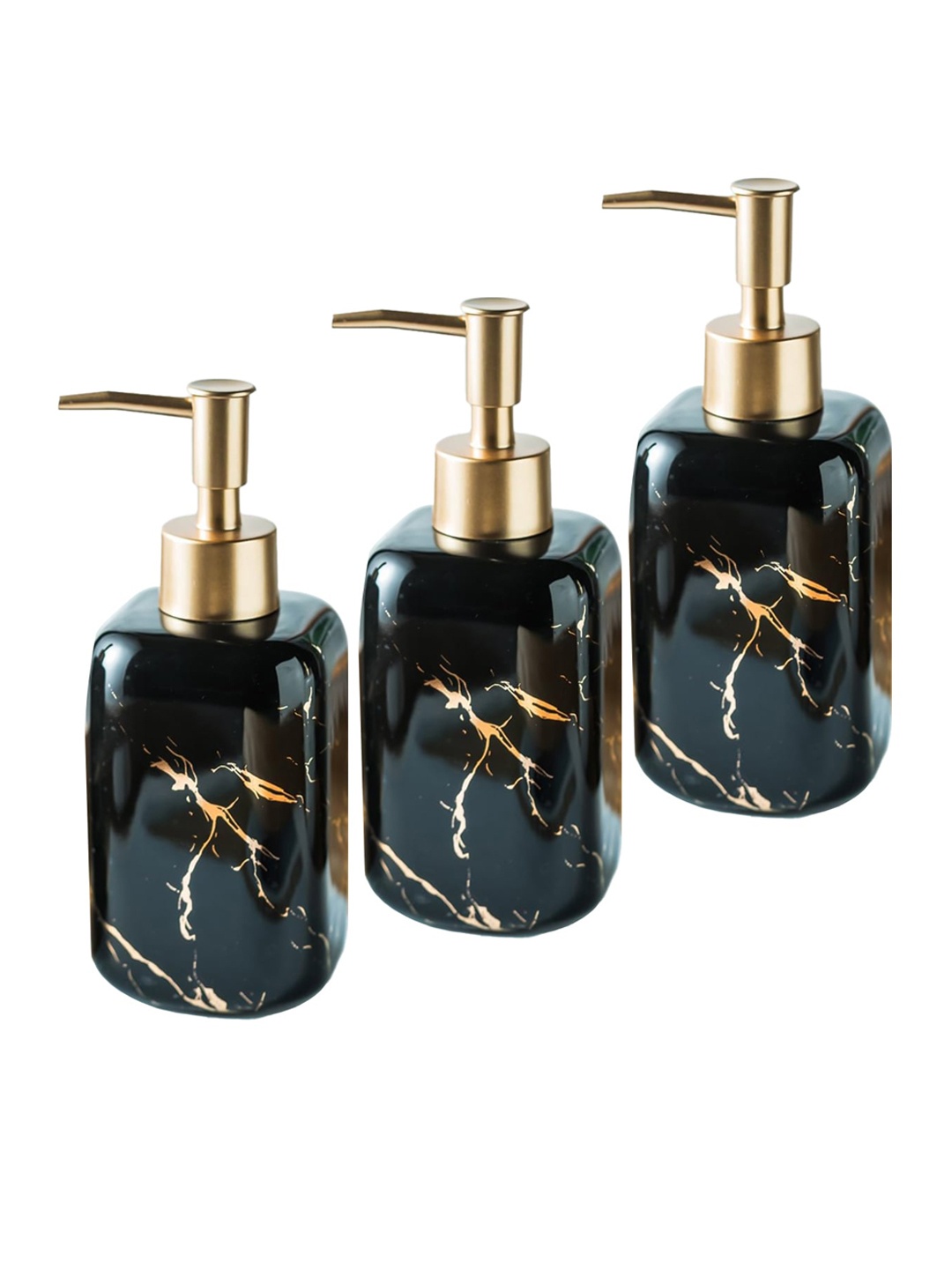 

Ekhasa Black 3 Pcs Ceramic Soap Dispenser Bathroom Accessories 300ml