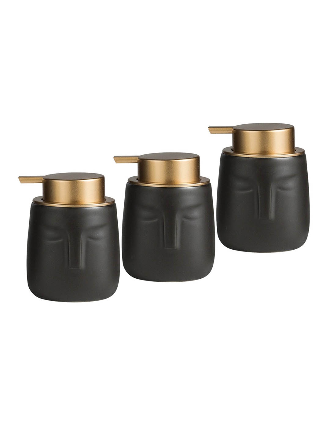 

Ekhasa Black 3 Pcs Ceramic Soap Dispenser Bathroom Accessories 350 ml