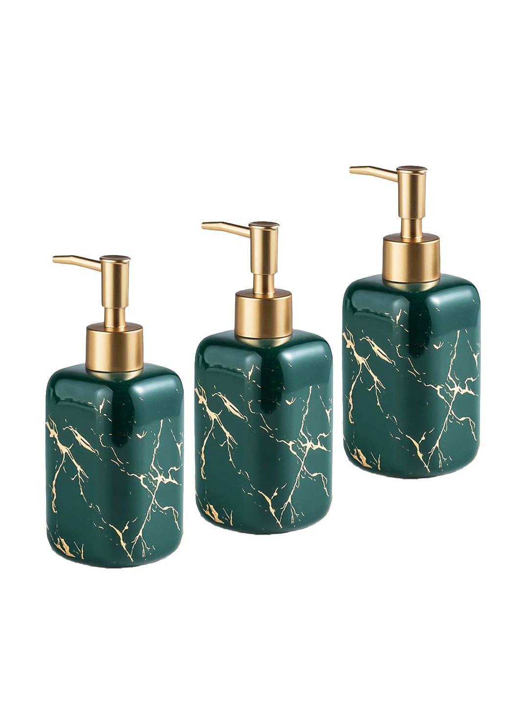 

Ekhasa Green & Gold Toned 3 Pieces Abstract Printed Ceramic Soap Dispenser 300 ml