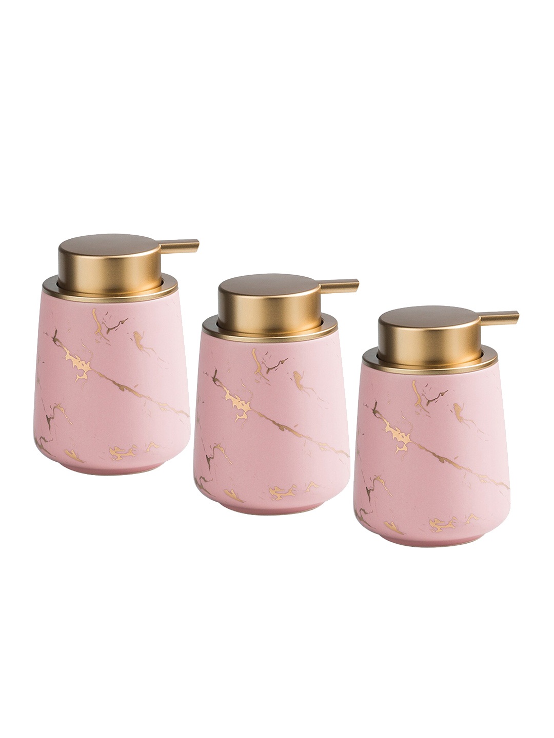 

Ekhasa Pink 3 Pcs Ceramic Soap Dispenser Bathroom Accessories 400ml