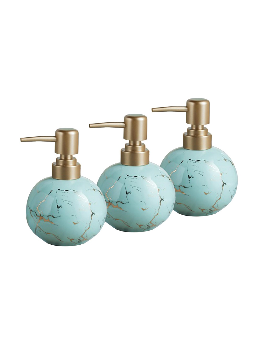 

Ekhasa Blue and GoldToned 3 Pieces Ceramic Soap Dispenser 300 ml