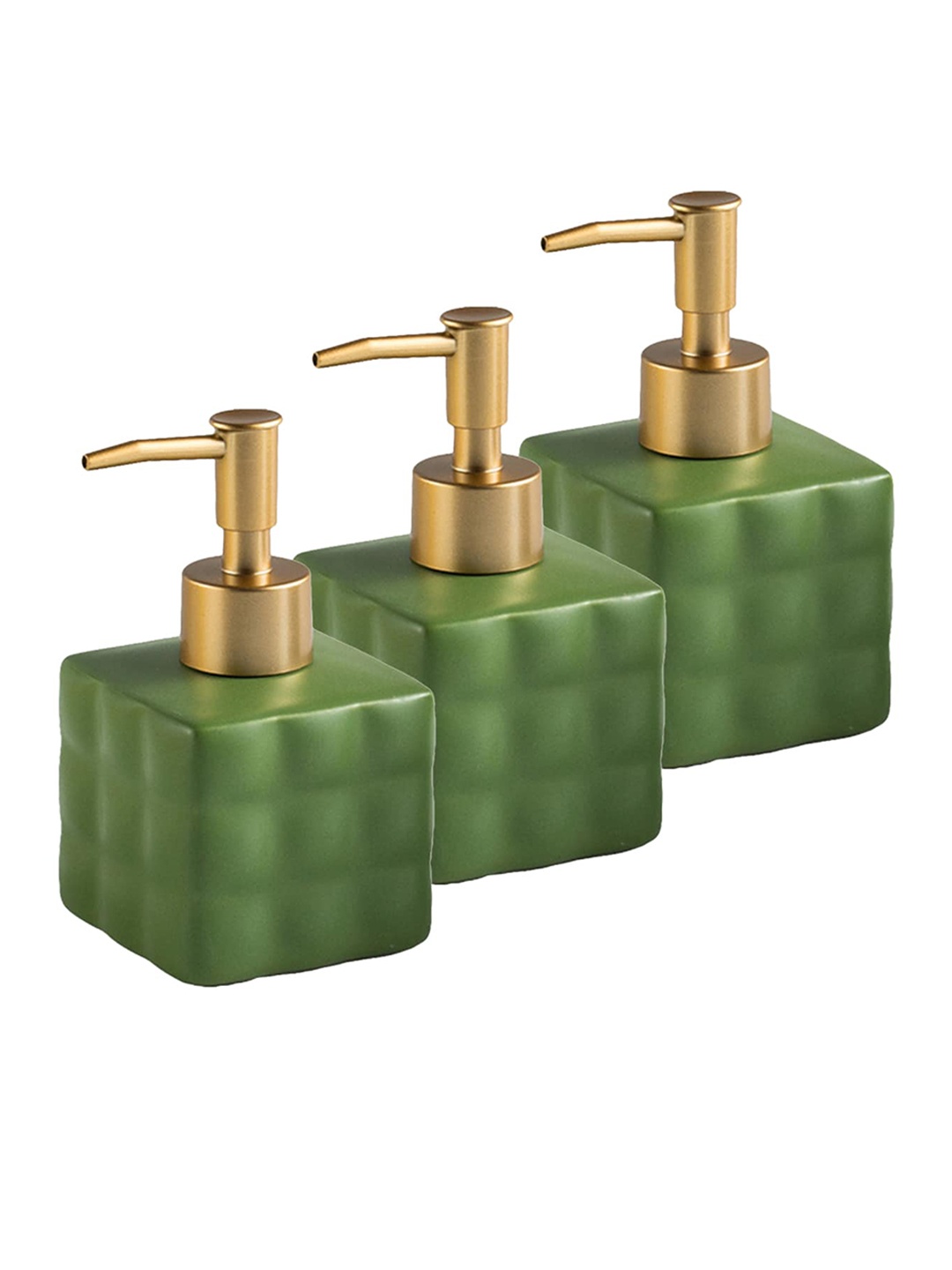 

Ekhasa Green & Gold Toned 3 Pieces Textured Ceramic Soap Dispensers 220 ml Each