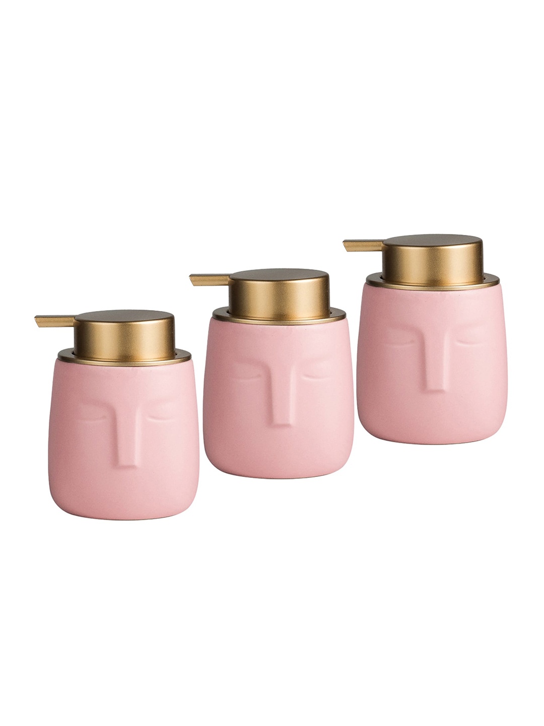 

Ekhasa Pink & Gold Toned 3 Pieces Textured Ceramic Soap Dispensers 300 ml Each