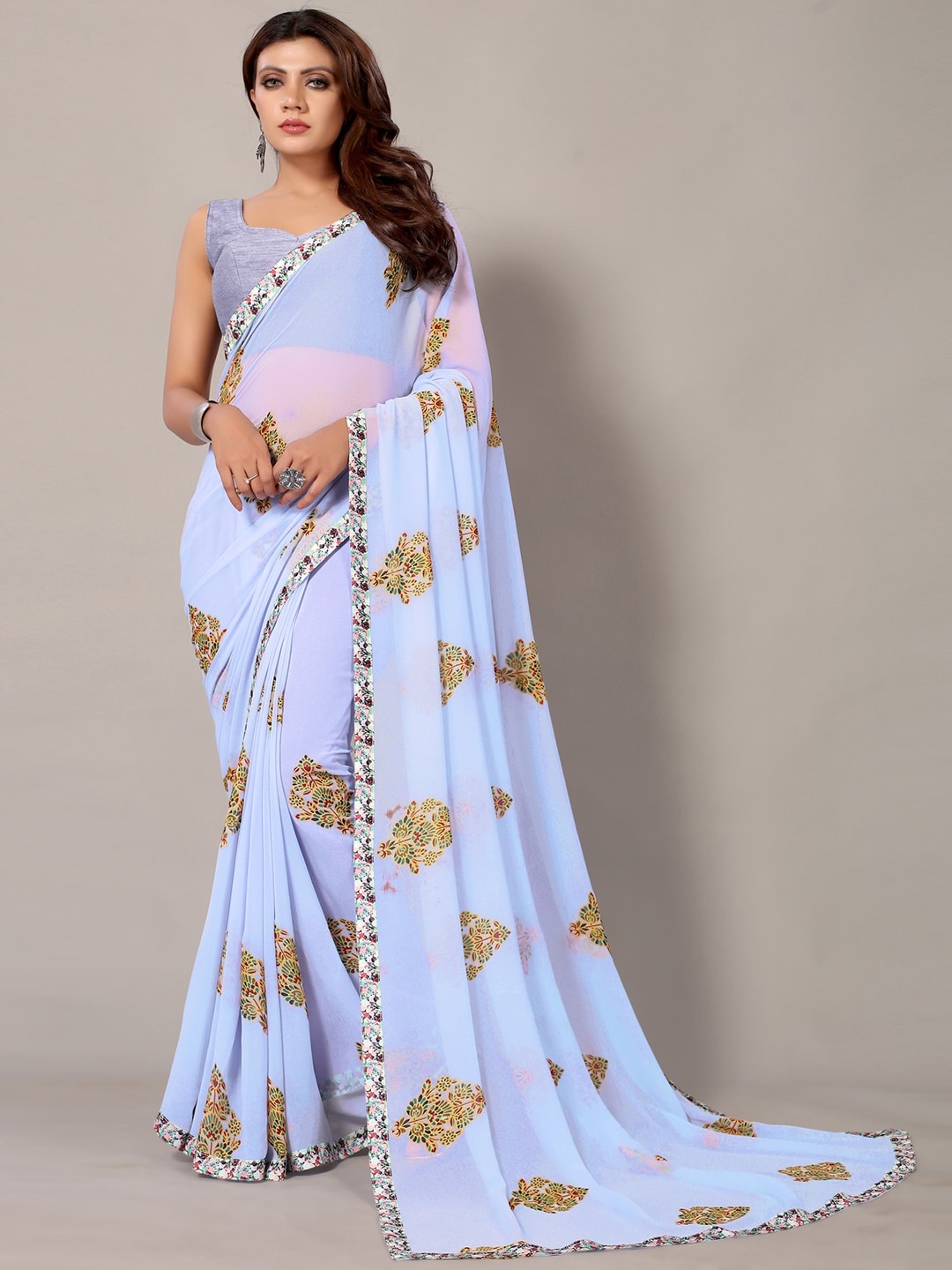 

KALINI Floral Printed Saree, Purple