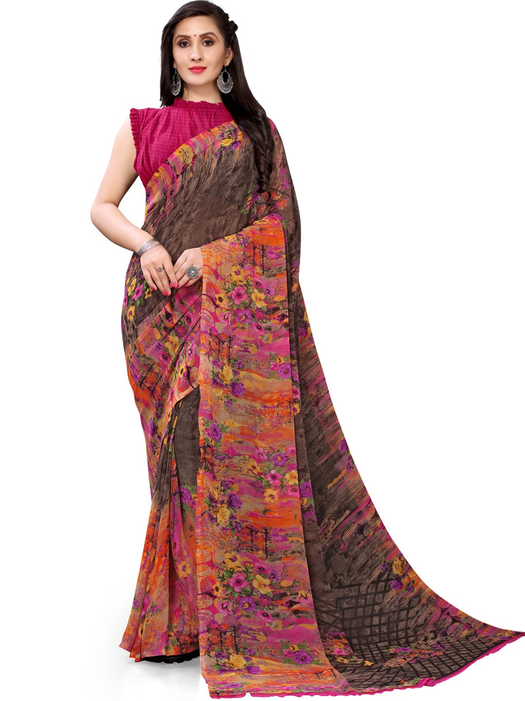 

KALINI Floral Printed Saree, Grey