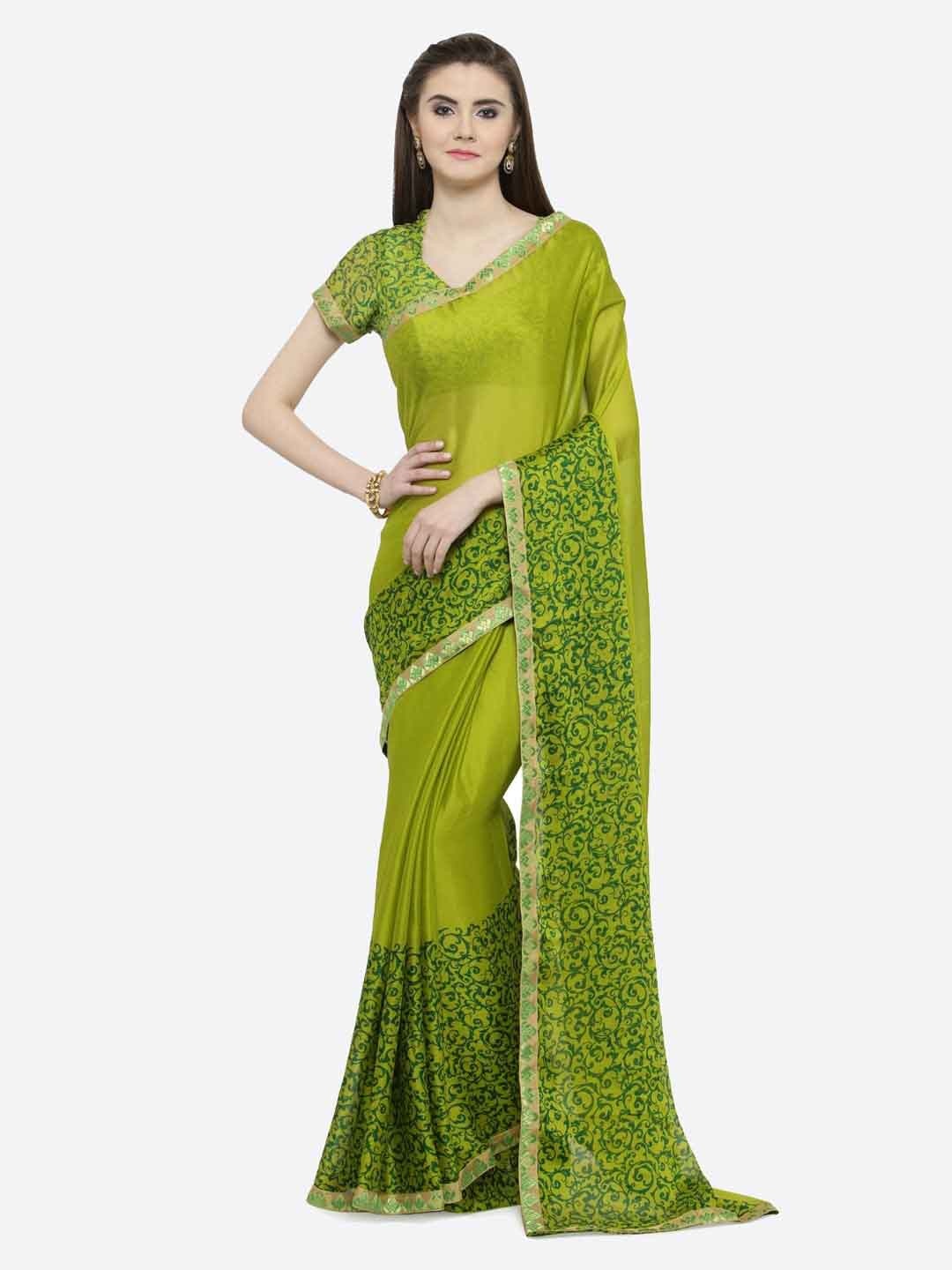 

KALINI Floral Printed Saree, Green