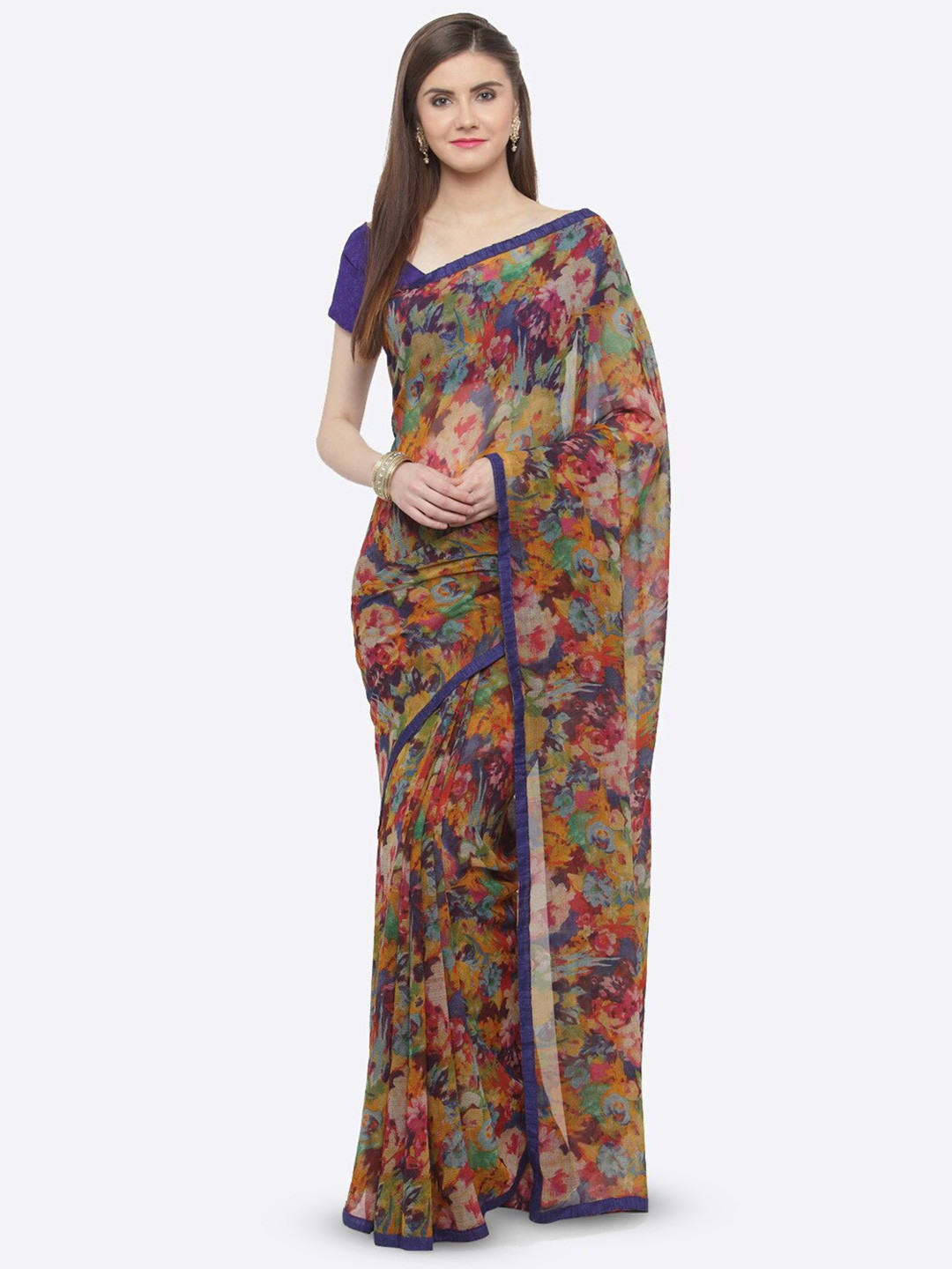 

KALINI Floral Printed Saree, Blue