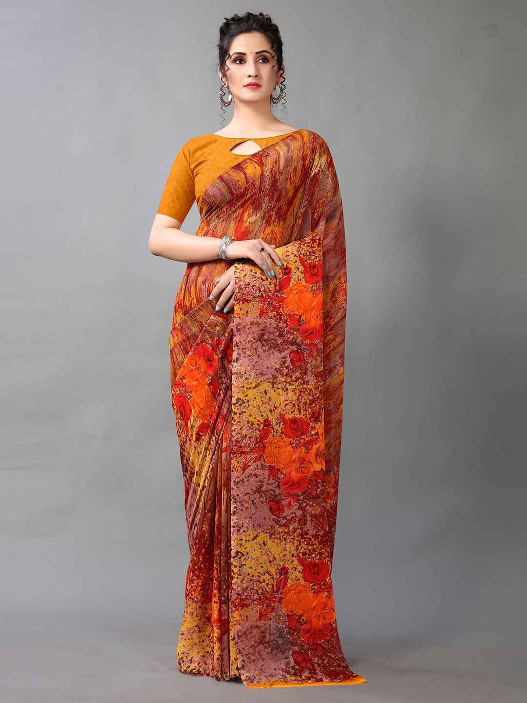 

KALINI Abstract Printed Saree, Red