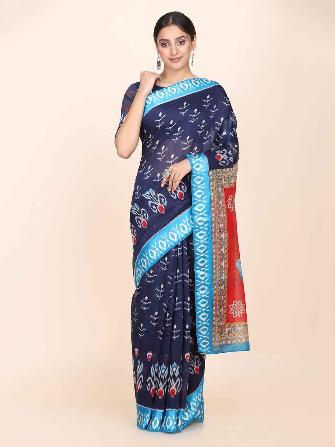 

KALINI Ethnic Motifs Printed Saree, Blue