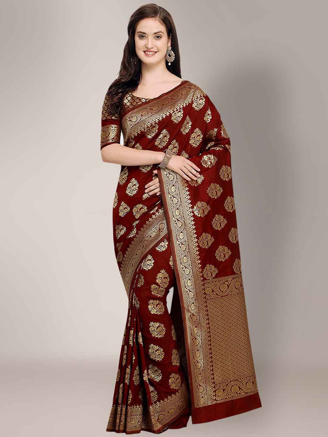 

KALINI Woven Design Zari Saree, Maroon