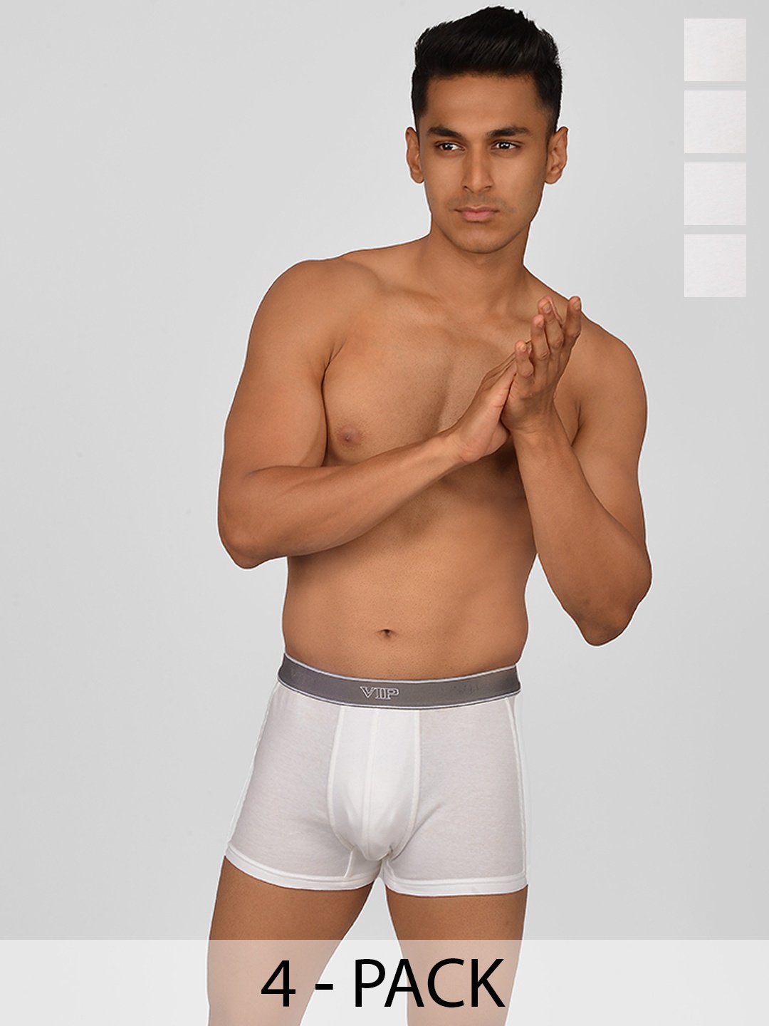 

FRENCHIE Pack Of 4 Assorted Cotton Trunks FR-MI-TR-1301W-10P-S-PO4, White