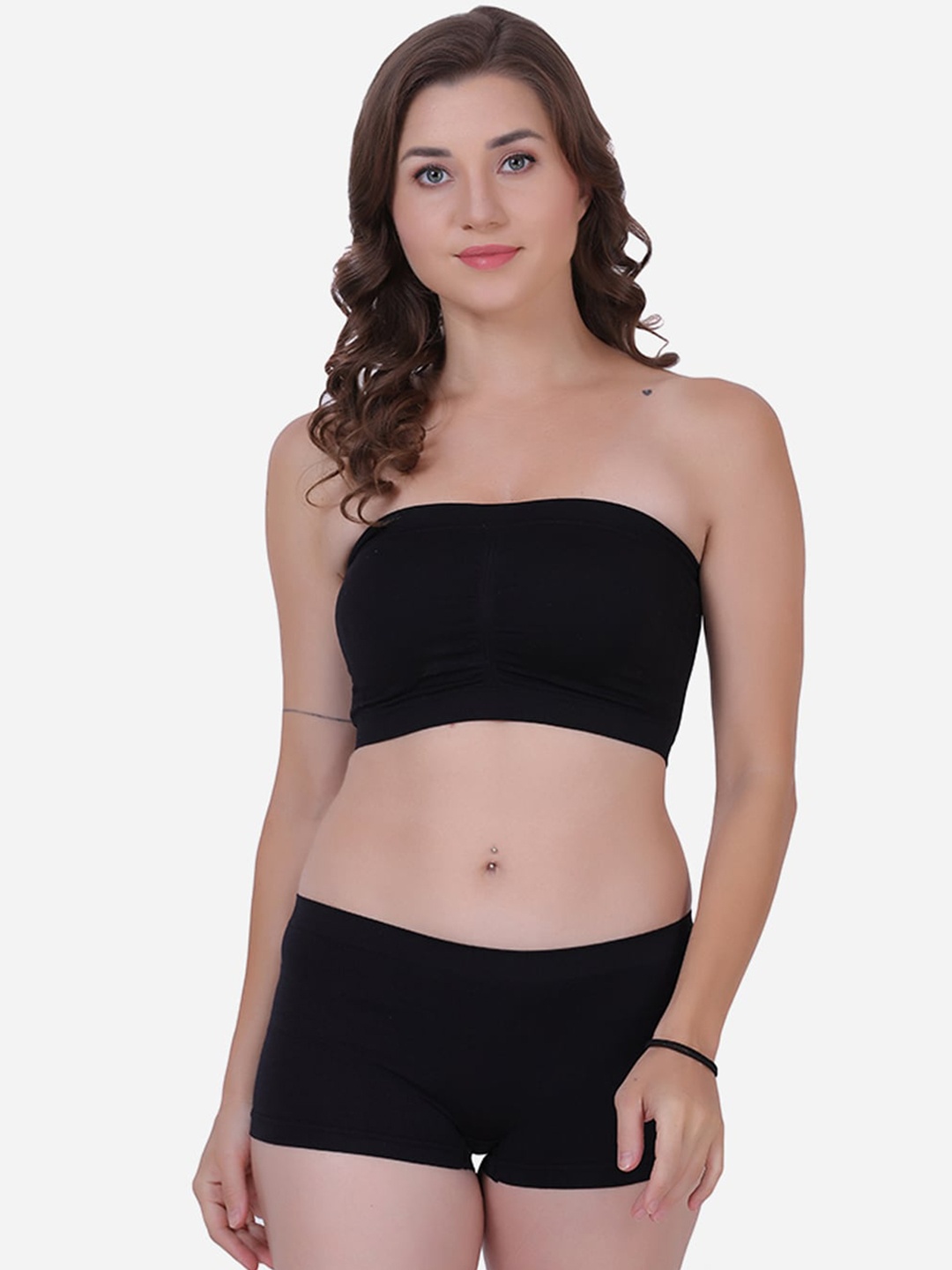

Amour Secret Light Padded Tube Bra With Mid-Rise Boy Shorts, Black