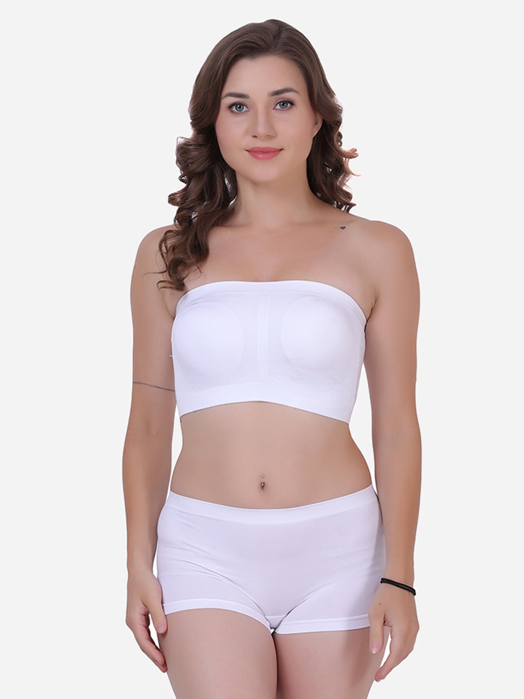 

Amour Secret Light Padded Tube Bra With Mid-Rise Boy Shorts, White