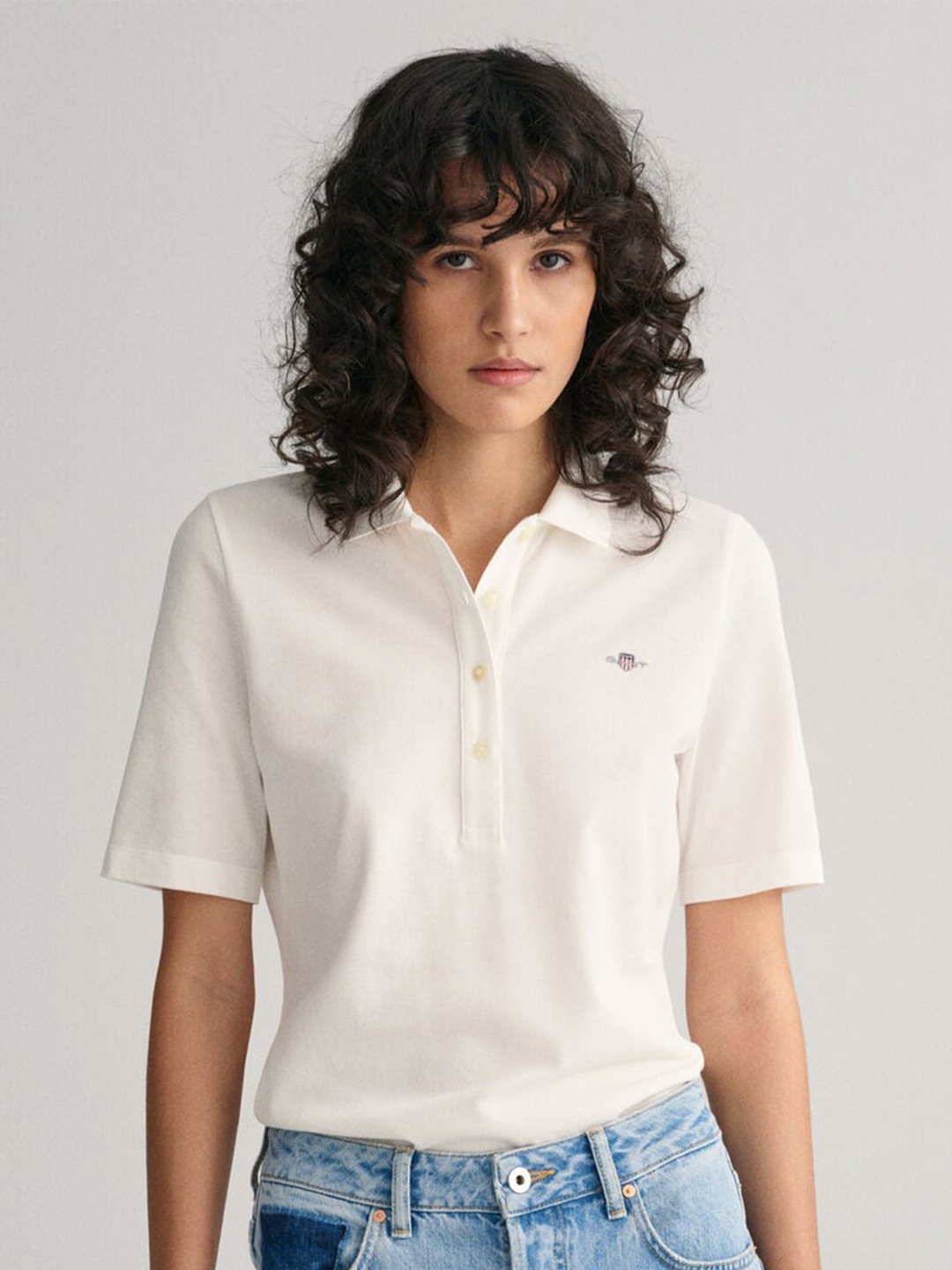 

GANT Solid Polo Neck Slim Fit T-Shirt, White