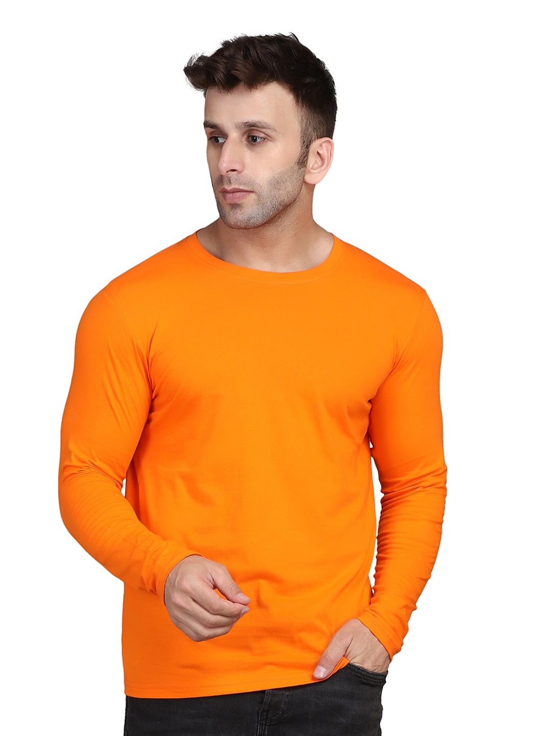 

SLOWLORIS Round Neck Long Sleeves T-shirt, Orange