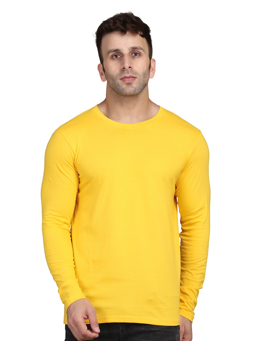 

SLOWLORIS Round Neck Long Sleeves T-shirt, Yellow