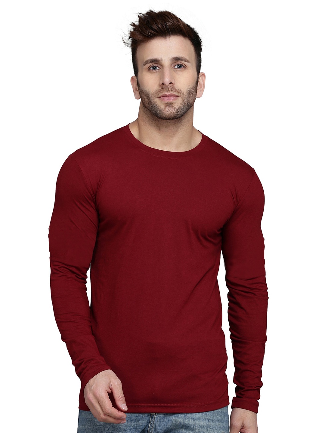 

SLOWLORIS Round Neck Long Sleeves T-shirt, Maroon