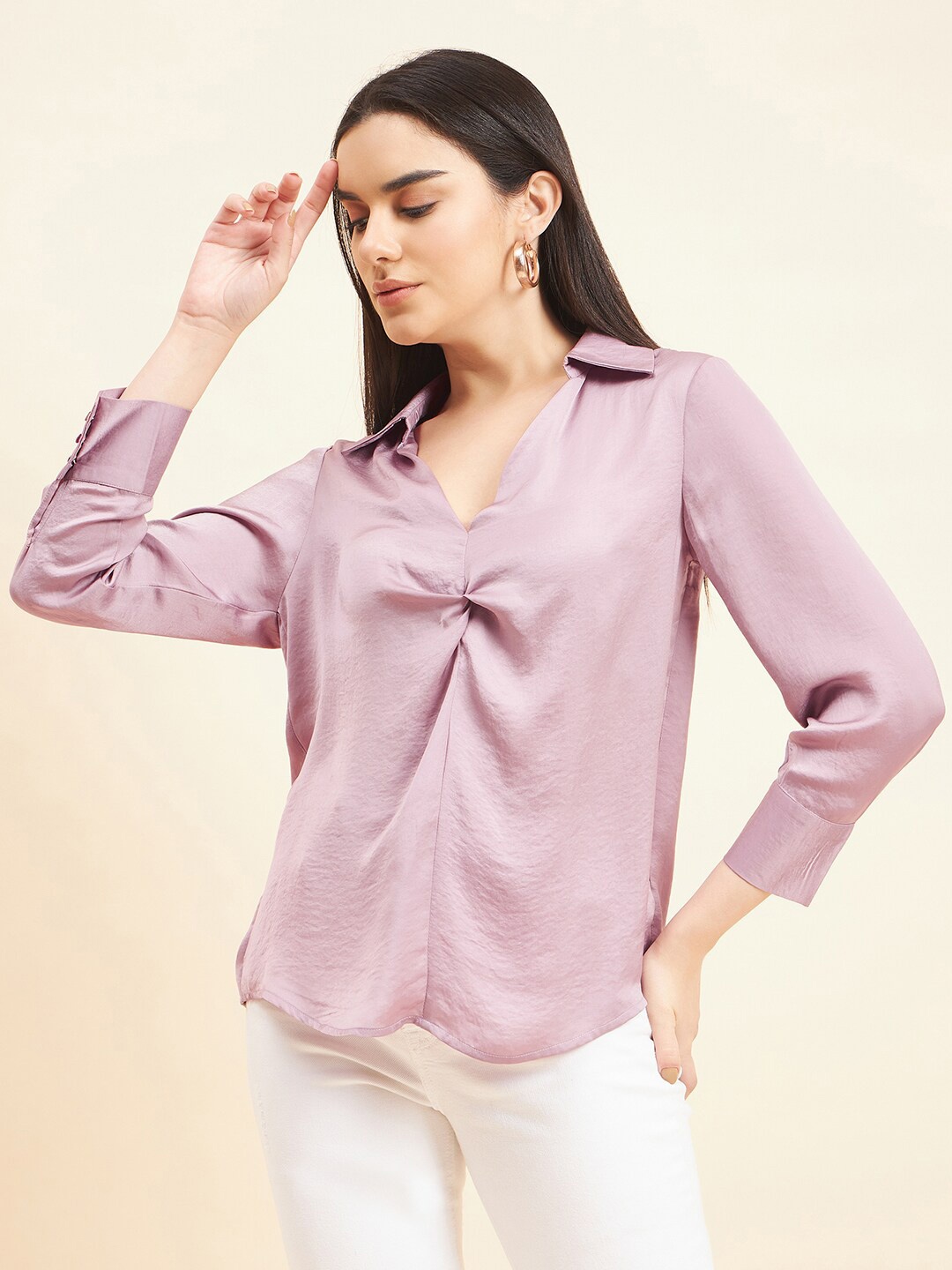 

Gipsy Shirt Collar Satin Tunic, Lavender