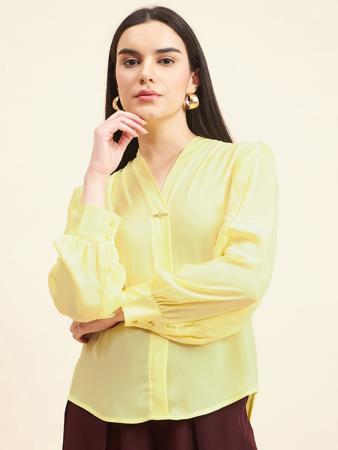 

Gipsy V-Neck Long Sleeves Tunic, Yellow