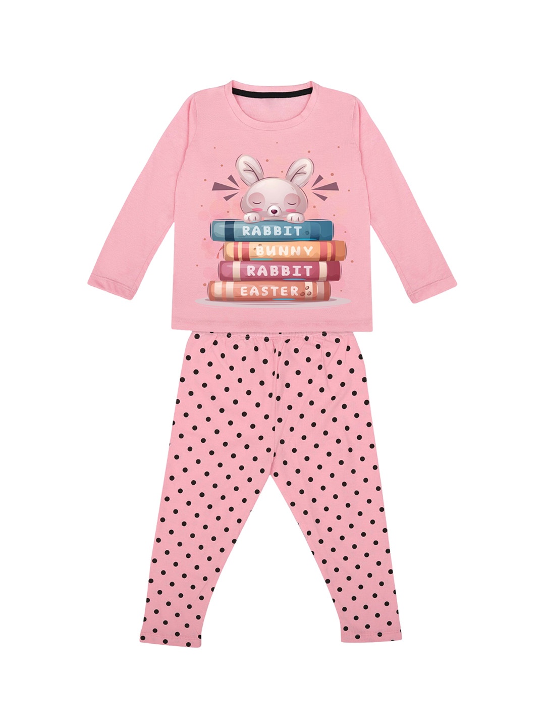 

YK Girls Graphic Printed Night suit, Pink