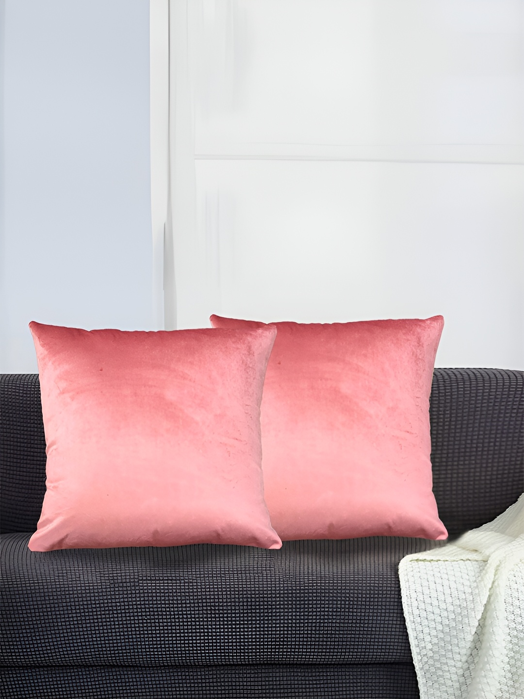 

SAJAVAT Pink 2 Pieces Velvet Square Cushion Covers