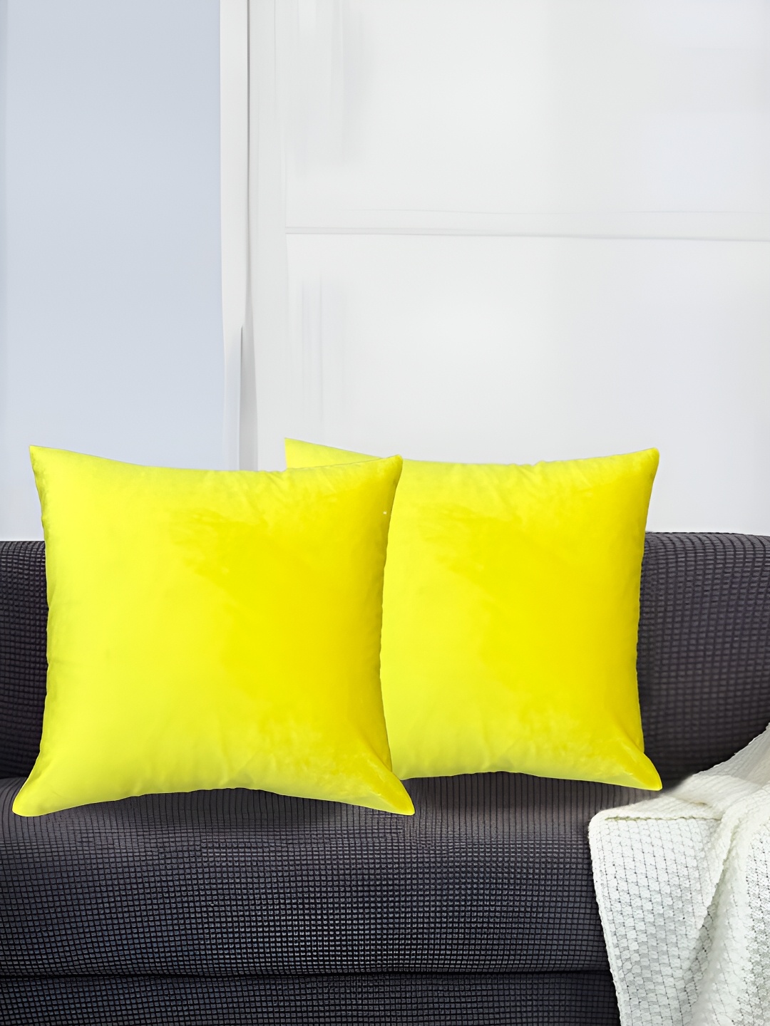 

SAJAVAT Yellow 2 Pieces Velvet Square Cushion Covers