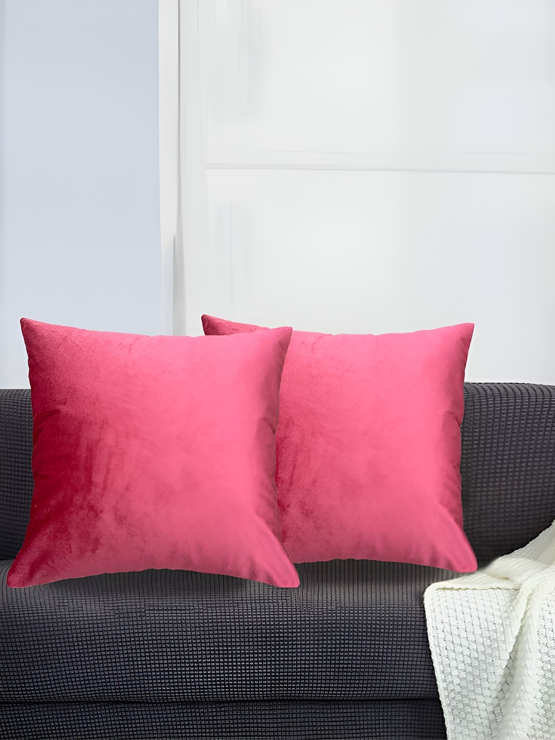 

SAJAVAT Pink 2 Pieces Velvet Square Cushion Covers