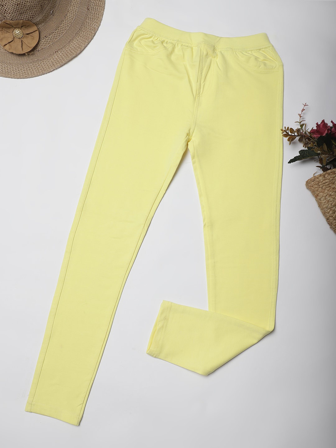 

NEUDIS Girls Relaxed Fit Cotton Trousers, Yellow